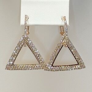 NWT Small Triangle Rhinestone Statement Earrings | Hypoallergenic | Rose Gold